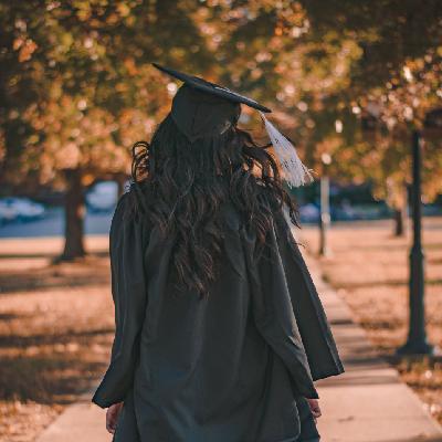 woman, Graduation, Hat, trees, walk-side